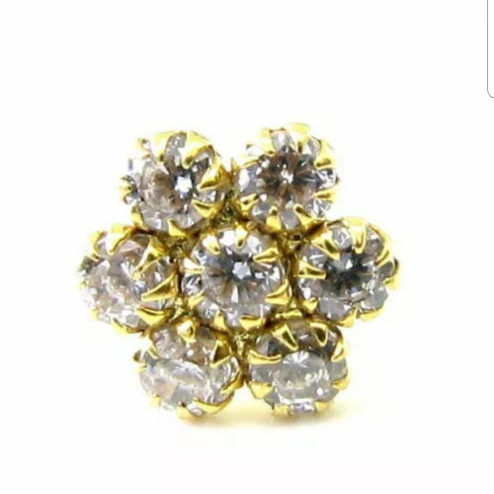 14kt gold nose ring with white sapphires - Picture 3 of 4